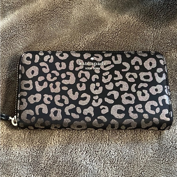 Kate Spade Black & Gold Tote Bag W/Matching Wallet in Leopard Print - Picture 5 of 7